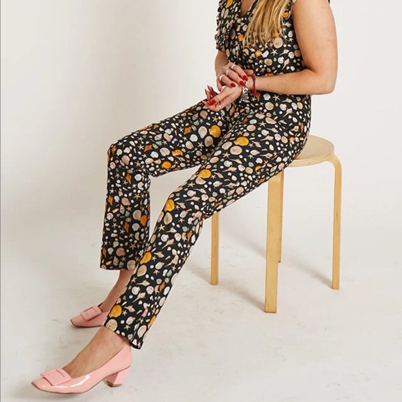 Rachel Antonoff Birdie Slim Straight Black Seashell Print Cigarette Pants 0 EUC - Picture 13 of 13